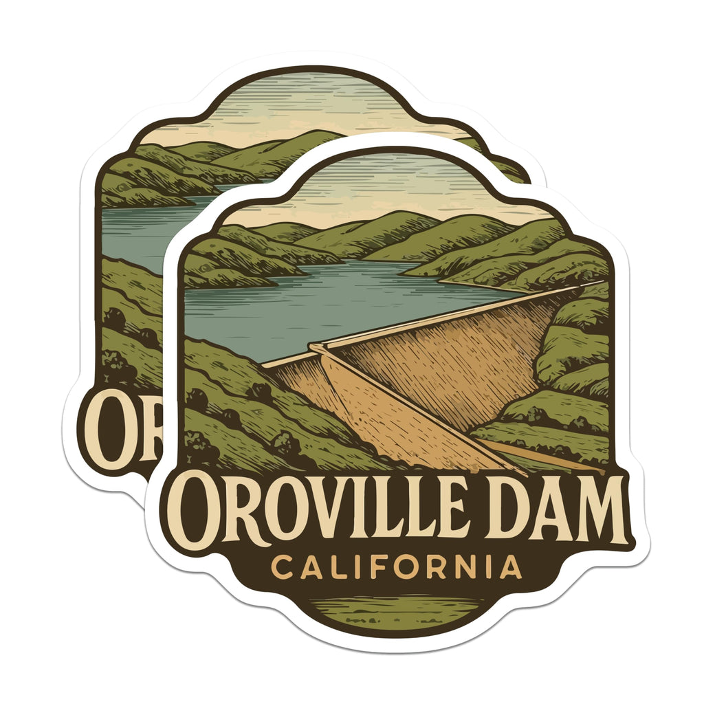 (2 Pack) Oroville Dam California Magnets - Vintage Travel Souvenir - Lake Reservoir Art - West Coast Destination - 5 Inches On Longest Side - Thick Durable Magnet - Made in USA - MAG19502