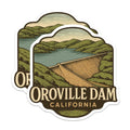 (2 Pack) Oroville Dam California Magnets - Vintage Travel Souvenir - Lake Reservoir Art - West Coast Destination - 5 Inches On Longest Side - Thick Durable Magnet - Made in USA - MAG19502