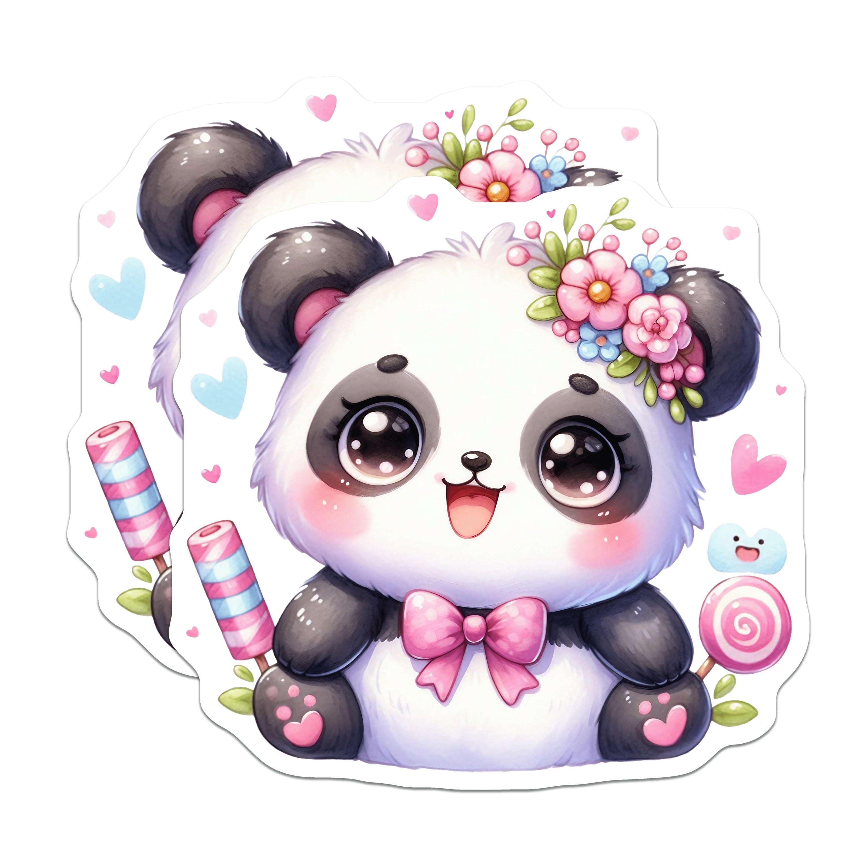 (2 Pack) Kawaii Panda Magnets - Cute Animal Fridge Decor - Sweet Aesthetic Locker Decor - 5 Inches On Longest Side - Thick Durable Magnet - Made in USA - MAG38547