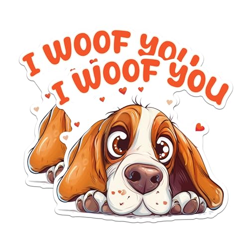 (2 Packs) I Woof You Bloodhound Magnets - Bloodhound Mom Or Dad Magnets - 5 Inches On Longest Side - Premium Magnet - for Fridges, Toolboxes, Cars - Made in USA - MAG2371