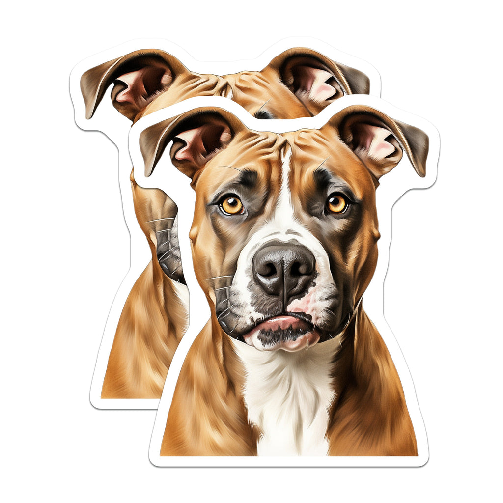 (2 Pack) Pit Bull Magnets - Realistic Dog Portrait - Bully Breed Art - Staffordshire Terrier - Pet Parent Decor - 5 Inches On Longest Side - Thick Durable Magnet - Made in USA - MAG38526