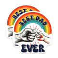 (2 Pack) Best Dad Ever Stickers - Father's Day - Rainbow - 5" On Longest Side - Sticks to Smooth Flat Surfaces - Made in USA - BMCS7479