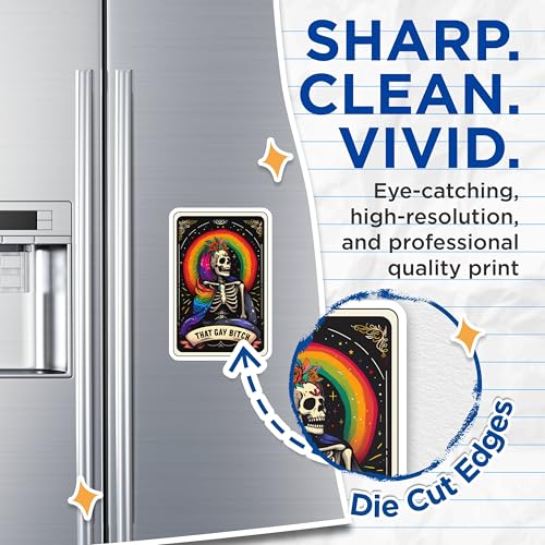 (2 Pack) Rainbow Pride Skeleton Magnets - LGBTQ Skeleton Art - Colorful Skull Magnet - 5" On Longest Side - for Cars, Fridges, Toolboxes - Made in USA - MAG4438
