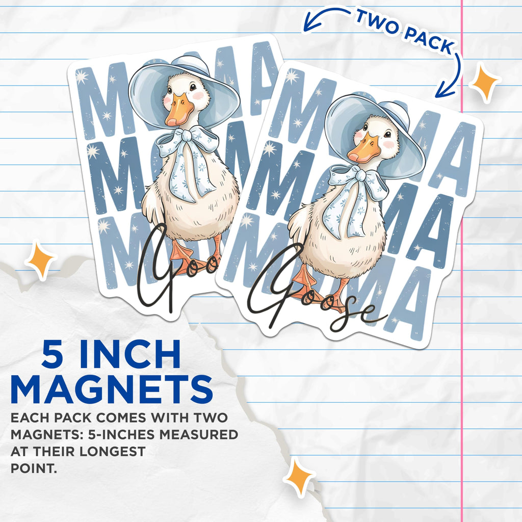 (2 Pack) Mama Goose Magnets - Cute Animal Decor - Mother Appreciation Item - 5 Inches On Longest Side - Thick Durable Magnet - Made in USA - MAG22470