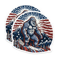 (2 Pack) Bigfoot Magnets - Patriotic American Flag Sasquatch Legend Decor - Mountain Wilderness Cryptid Collectible - 5 Inches On Longest Side - Thick Durable Magnet - Made in USA - MAG21141