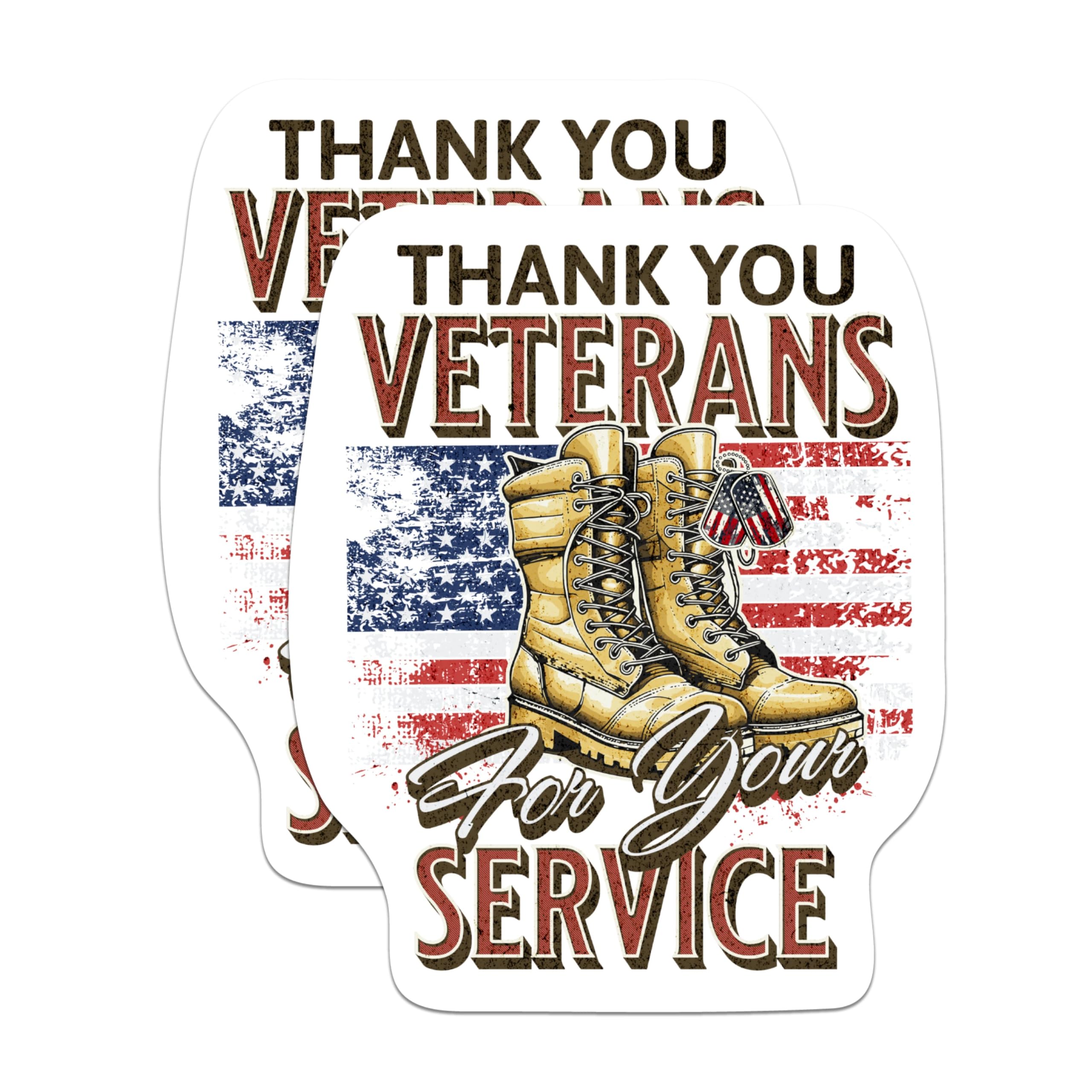 (2 Pack) Thank You Veterans for Your Service Magnets - USA Flag Army Military Service - 5 Inches On Longest Side - Premium Magnet - for Cars, Refrigerators, Toolboxes - Made in USA - MAG2197
