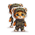(2 Pack) Tiger Soldier Magnets - Cute Animal Art - Fridge Locker Decor - 5" On Longest Side - Premium Magnet - for Cars, Refrigerators, Toolboxes, Lockers - Made in USA - MAG16650