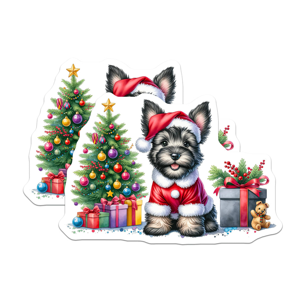 (2 Pack) Christmas Dog Magnets - Santa Puppy Decor - Holiday Pet Fridge Magnets - 5 Inches On Longest Side - Thick Durable Magnet - Made in USA - MAG28011
