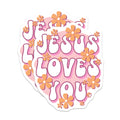 (2 Pack) Jesus Loves You Magnets - Retro Christian Decor - Faith Statement Refrigerator Magnet - 5 Inches On Longest Side - Thick Durable Magnet - Made in USA - MAG27978
