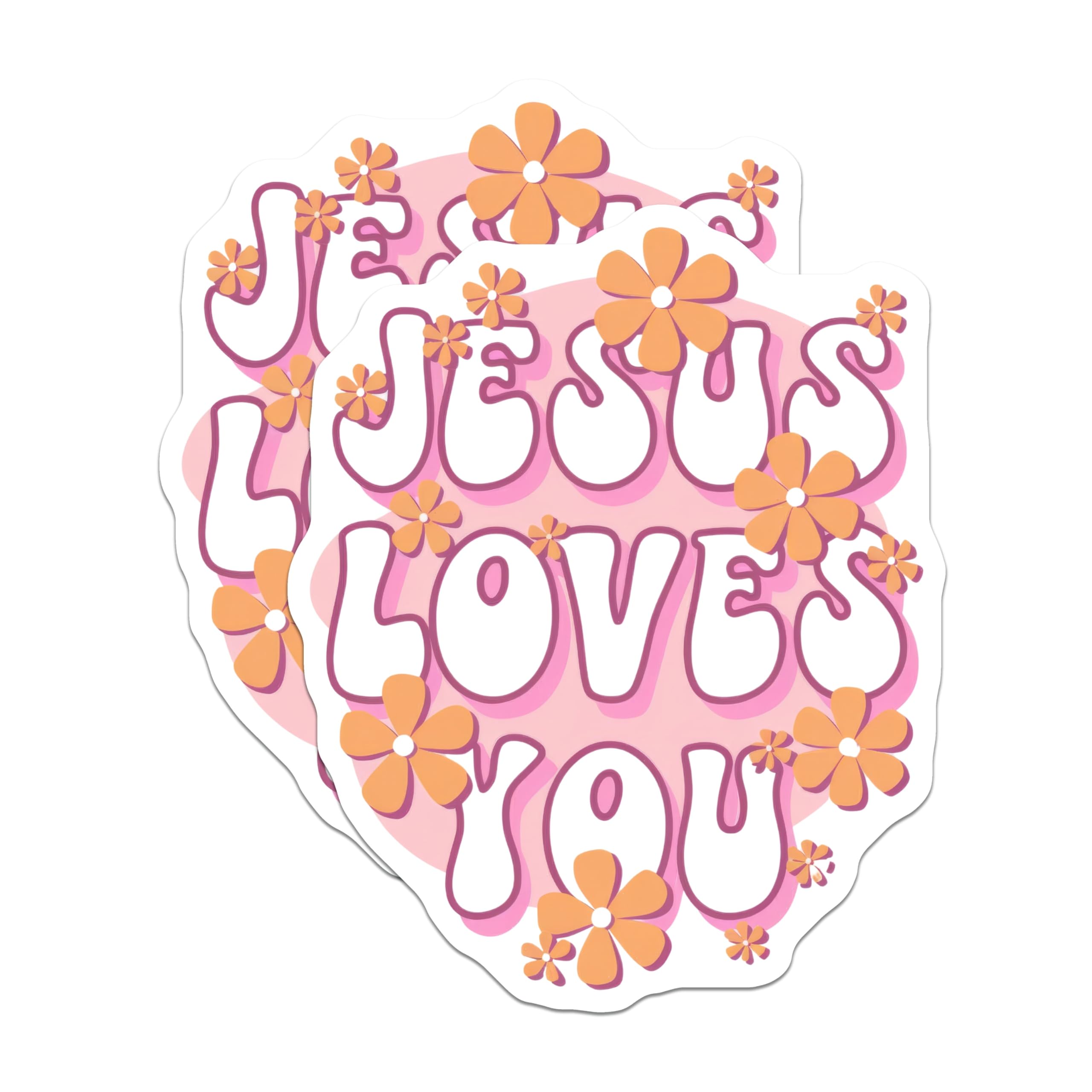 (2 Pack) Jesus Loves You Magnets - Retro Christian Decor - Faith Statement Refrigerator Magnet - 5 Inches On Longest Side - Thick Durable Magnet - Made in USA - MAG27978