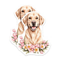 (2 Pack) Golden Retriever Magnets - Spring Floral Dog Art - Cute Pet Owner Fridge Decor - 5 Inches On Longest Side - Thick Durable Magnet - Made in USA - MAG38856