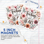(2 Pack) Teaching Magnets - Teacher Appreciation - Inspirational Magnets - Motivational Encouragement - 5" On Longest Side - for Cars, Fridges, Toolboxes - Made in USA - MAG4425