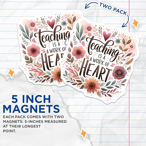 (2 Pack) Teaching Magnets - Teacher Appreciation - Inspirational Magnets - Motivational Encouragement - 5" On Longest Side - for Cars, Fridges, Toolboxes - Made in USA - MAG4425