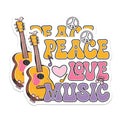 (2 Pack) Peace Love Music Magnets - Guitar Bird Decor - Retro Style Peace Sign - 5" On Longest Side - Premium Magnet - for Cars, Refrigerators, Toolboxes, Lockers - Made in USA - MAG14912