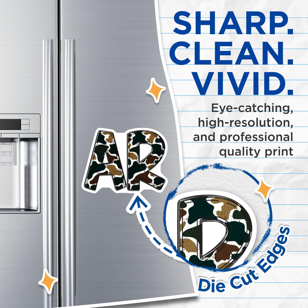 (2 Pack) Camouflage Initial Magnets - Monogram Letter A R Decor - Military Style Fridge Accents - 5 Inches On Longest Side - Thick Durable Magnet - Made in USA - MAG23184