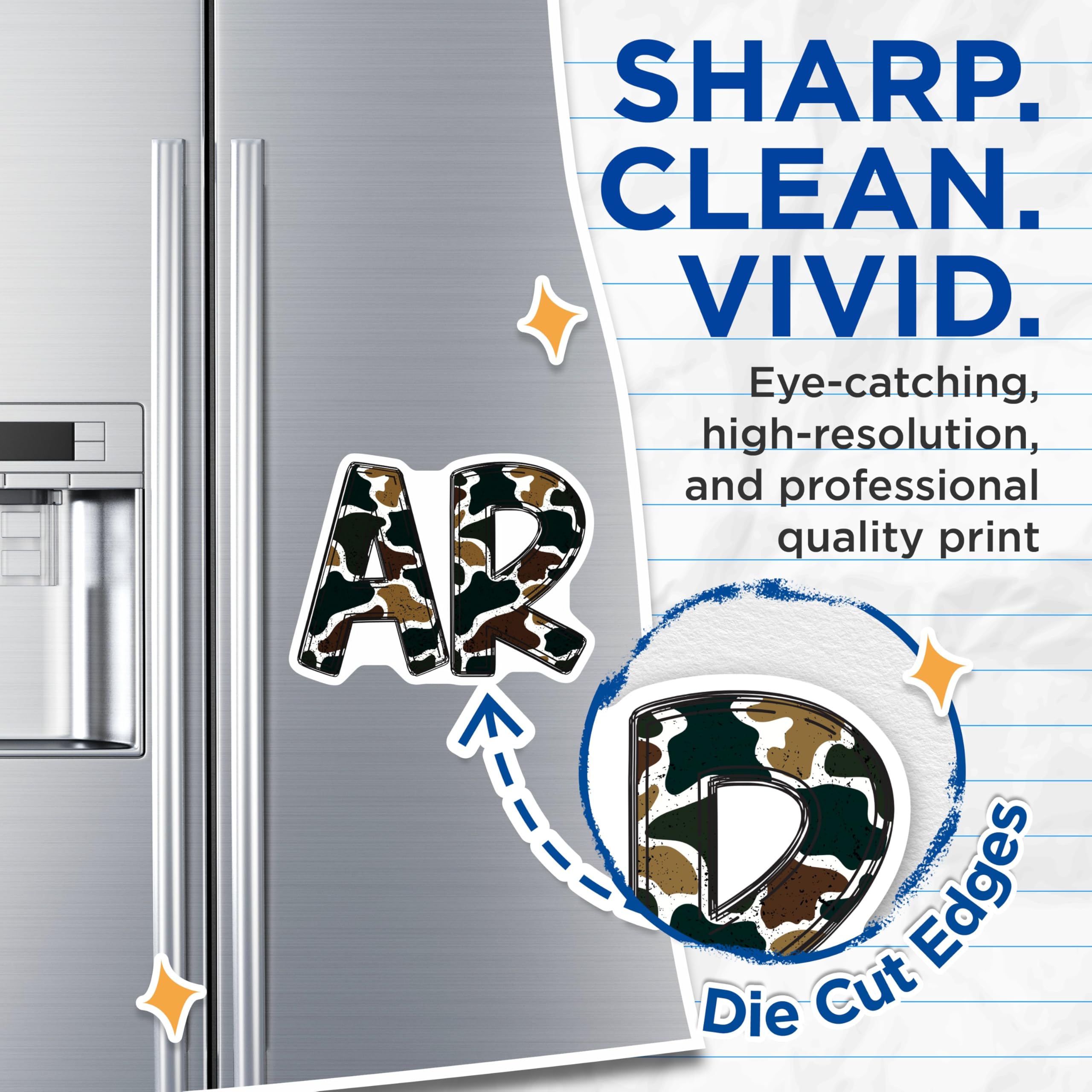 (2 Pack) Camouflage Initial Magnets - Monogram Letter A R Decor - Military Style Fridge Accents - 5 Inches On Longest Side - Thick Durable Magnet - Made in USA - MAG23184