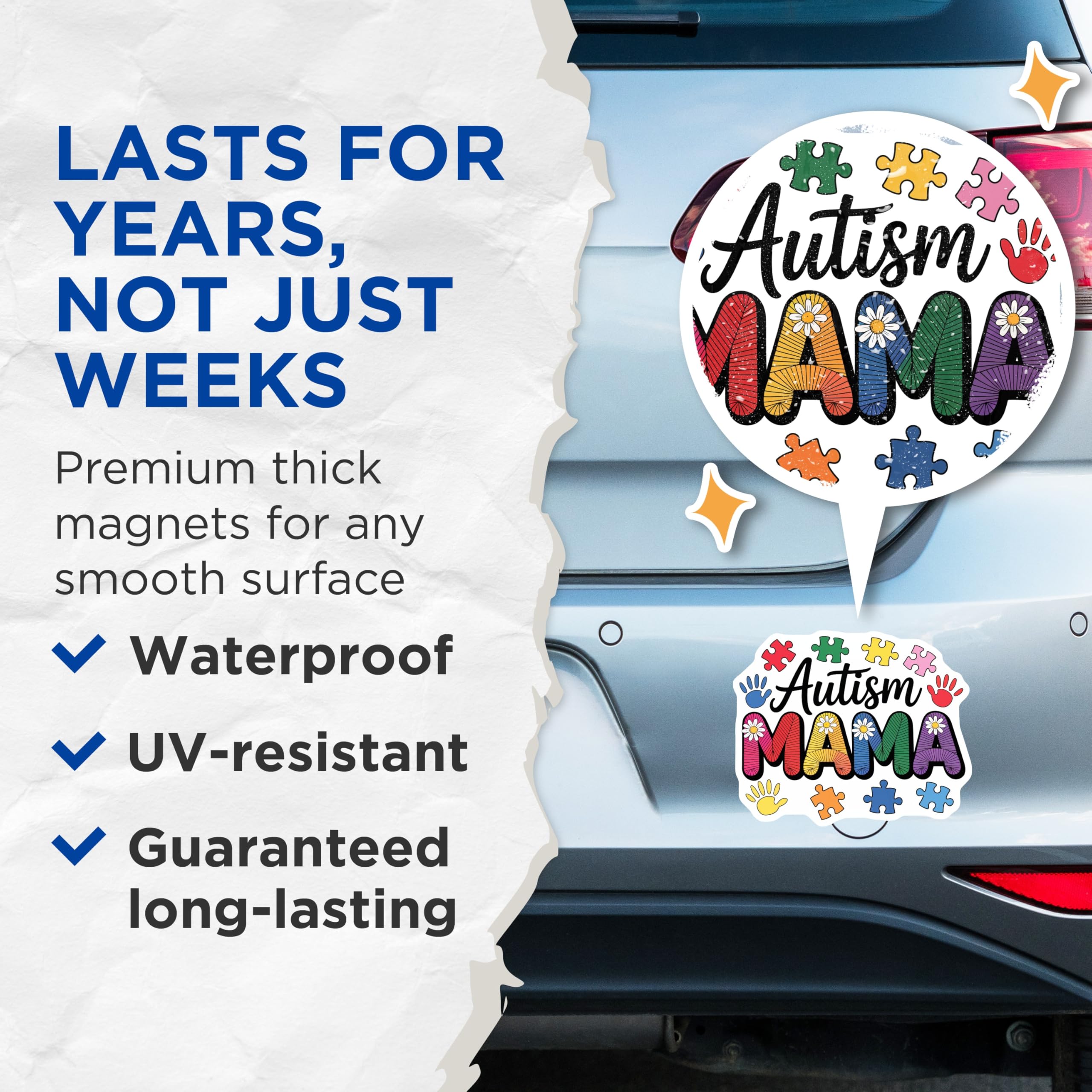 (2 Pack) Autism Mama Magnets - Autism Awareness Support - Neurodiversity Advocacy for Moms - 5 Inches On Longest Side - Thick Durable Magnet - Made in USA - MAG22555