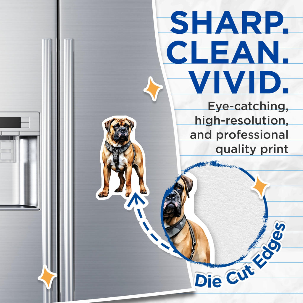 (2 Pack) Bullmastiff Dog Magnets - Canine Lover Decor - Bulldog Breed Merchandise - 5" On Longest Side - Premium Magnet - for Cars, Refrigerators, Toolboxes, Lockers - Made in USA - MAG14520