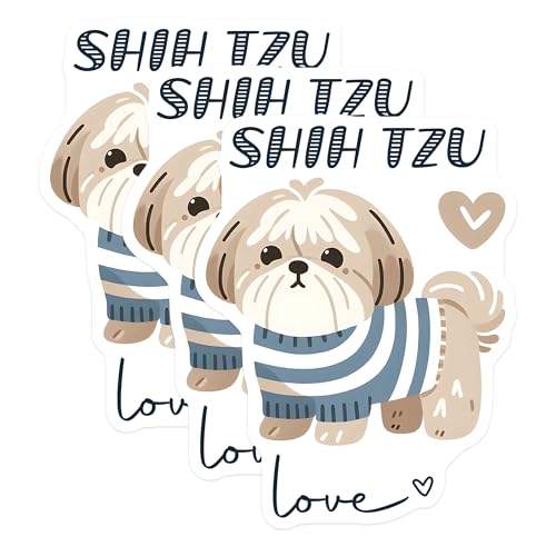 (3 Pack) Shih Tzu Decals - Dog Breed Stickers - Cute Puppy Decal - 3 Inches On Longest Side - Easy Peel & Apply - Made in USA - 3MCS6073