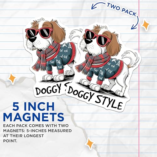 (2 Pack) Doggy Style Magnets - Funny Dog Lover Decor - Cute Dog Design - 5" On Longest Side - for Cars, Fridges, Toolboxes - Made in USA - MAG7628