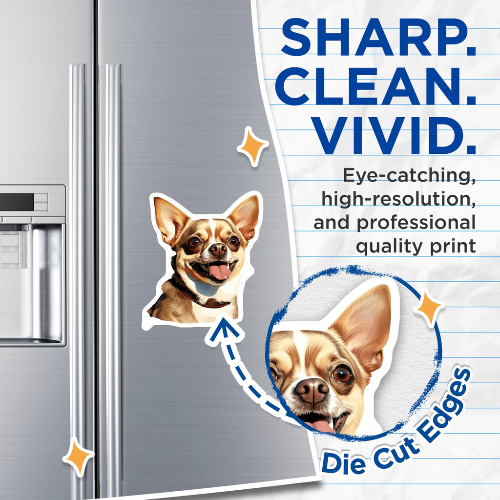 (2 Pack) Chihuahua Magnets - Happy Dog Art Decor - Small Breed Pet Lover - 5 Inches On Longest Side - Thick Durable Magnet - Made in USA - MAG24540