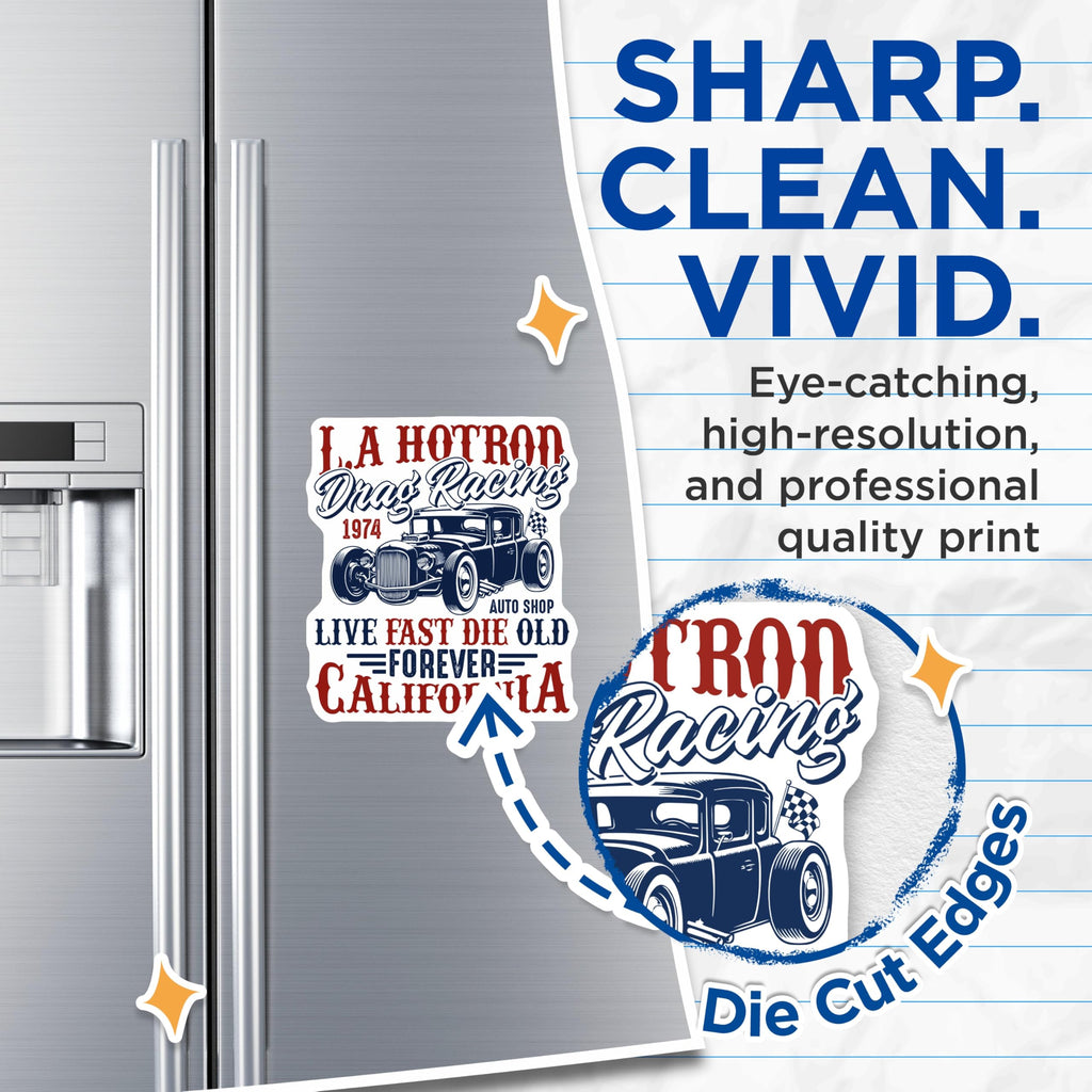 (2 Pack) Hot Rod Magnets - Drag Racing Decor - Auto Shop Accessory Magnets - 5" On Longest Side - Premium Magnet - for Cars, Refrigerators, Toolboxes, Lockers - Made in USA - MAG17208