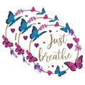 (3 Pack) Just Breathe Decals - Butterfly Flower Heart - Inspirational Laptop Decals - 3 Inches On Longest Side - Easy Peel & Apply - Made in USA - 3MCS7698