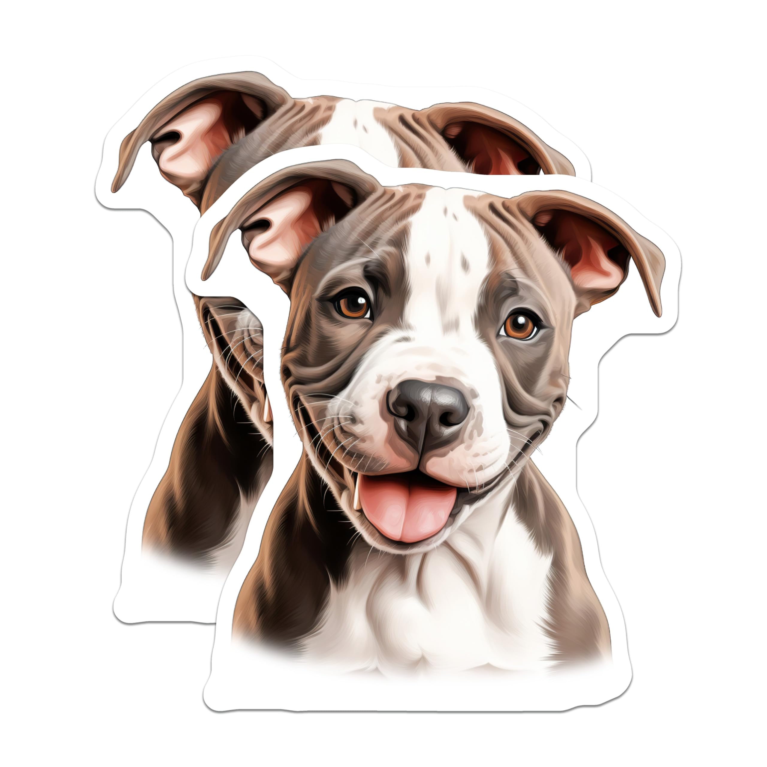 (2 Pack) Pitbull Puppy Magnets - Smiling Dog Art - Pet Lover Decor - 5 Inches On Longest Side - Thick Durable Magnet - Made in USA - MAG25987