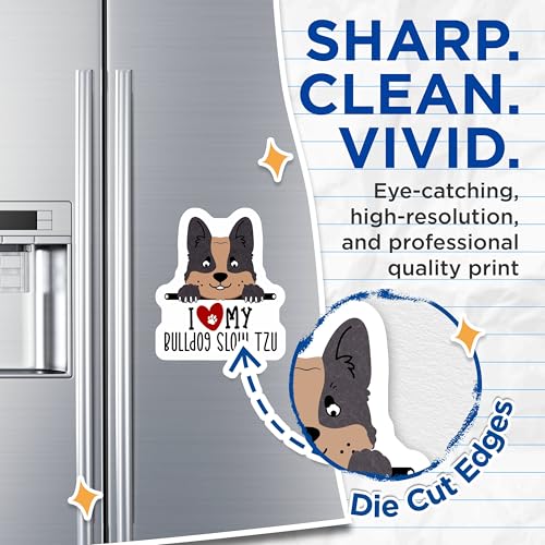(2 Pack) I Love My Bulldog Slow Tzu Magnets - Funny Dog Lover Fridge - Cute Puppy Car Accessories - 5" On Longest Side - for Cars, Fridges, Toolboxes - Made in USA - MAG4303