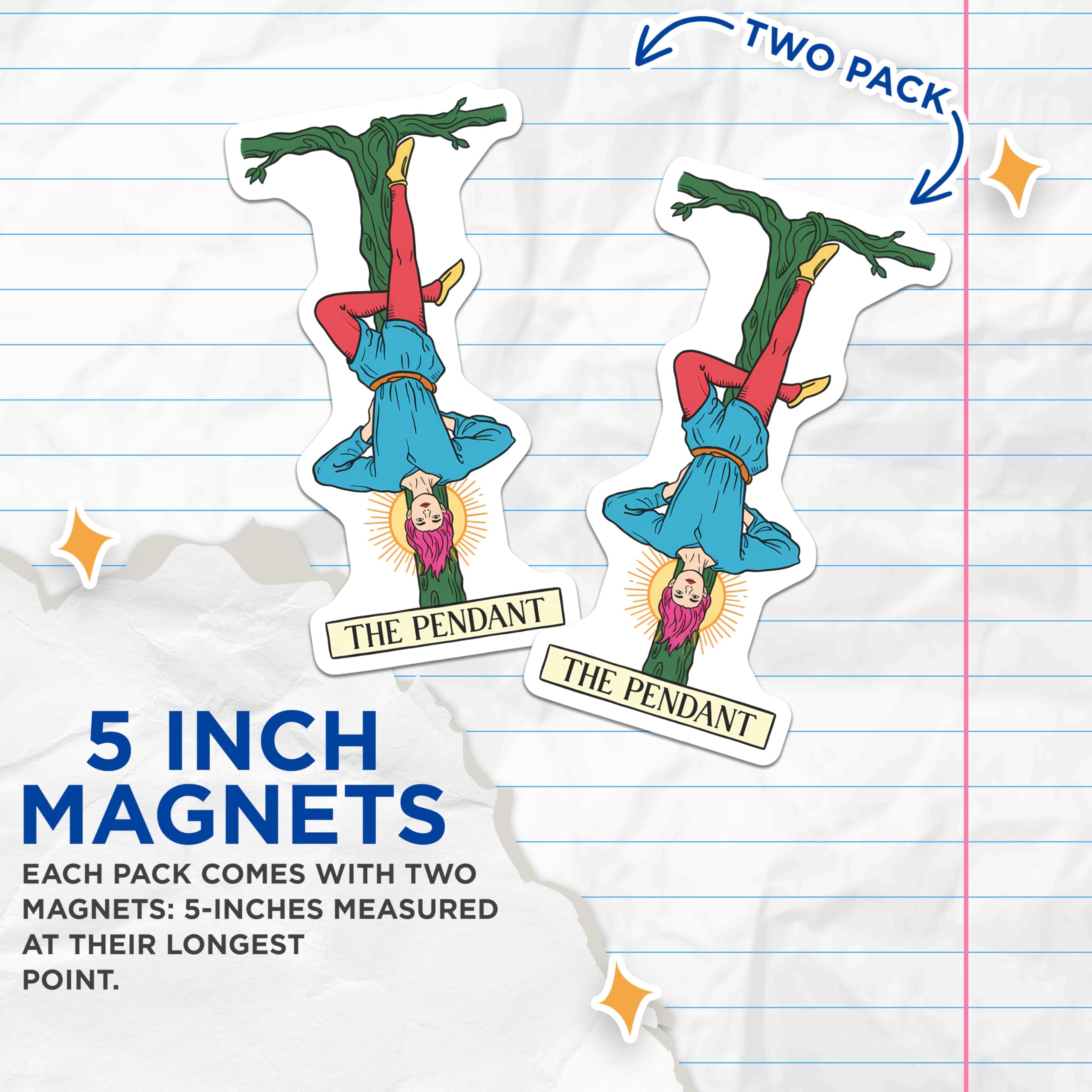 (2 Pack) The Pendant Tarot Card Magnets - Hanged Man Esoteric Occult Art - Spiritual Mystical Divination Refrigerator Decor - 5 Inches On Longest Side - Thick Durable Magnet - Made in USA - MAG22831
