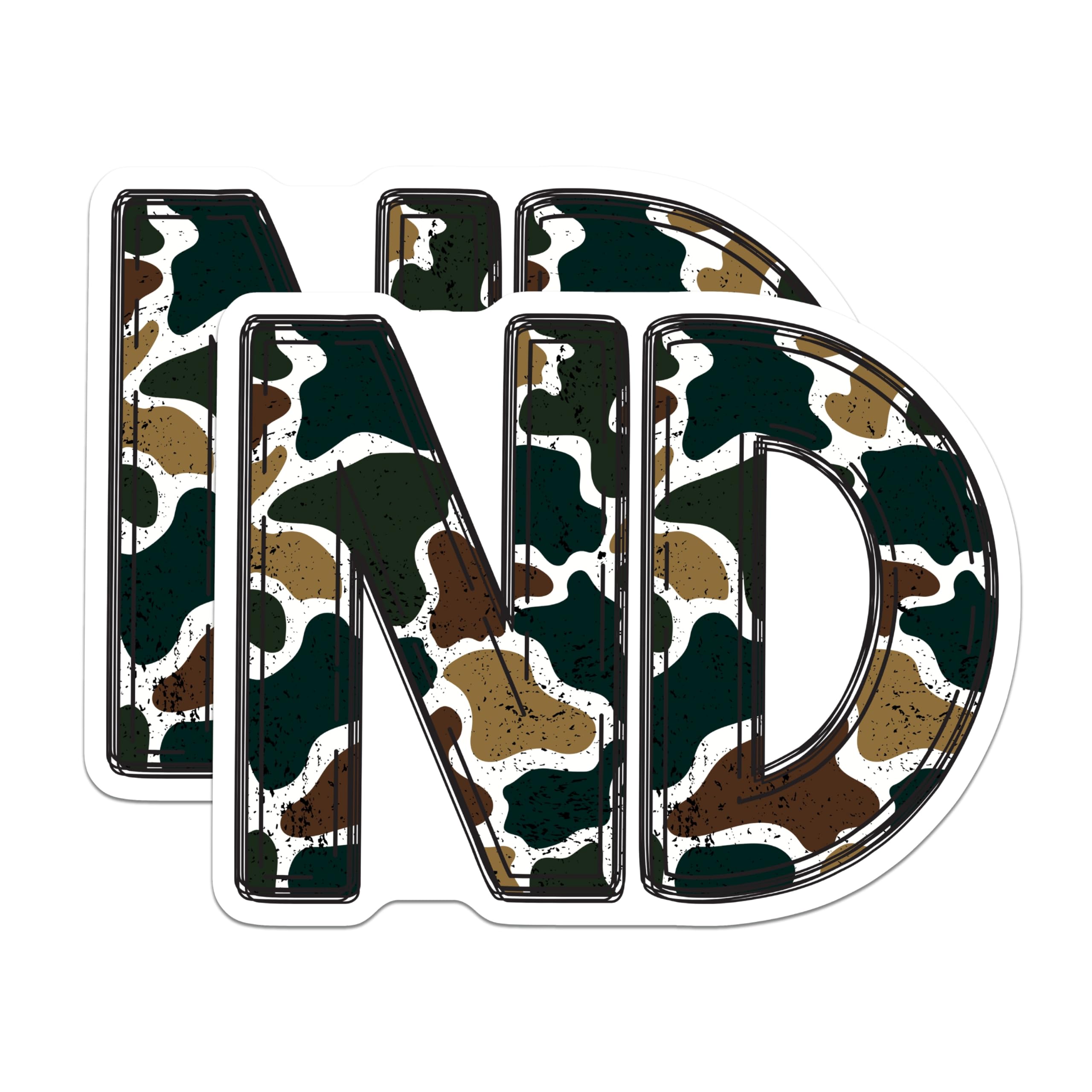 (2 Pack) North Dakota ND State Camouflage Magnets - Military Hunting Theme Fridge Decor - Rustic Army Style Initials - 5 Inches On Longest Side - Thick Durable Magnet - Made in USA - MAG22942