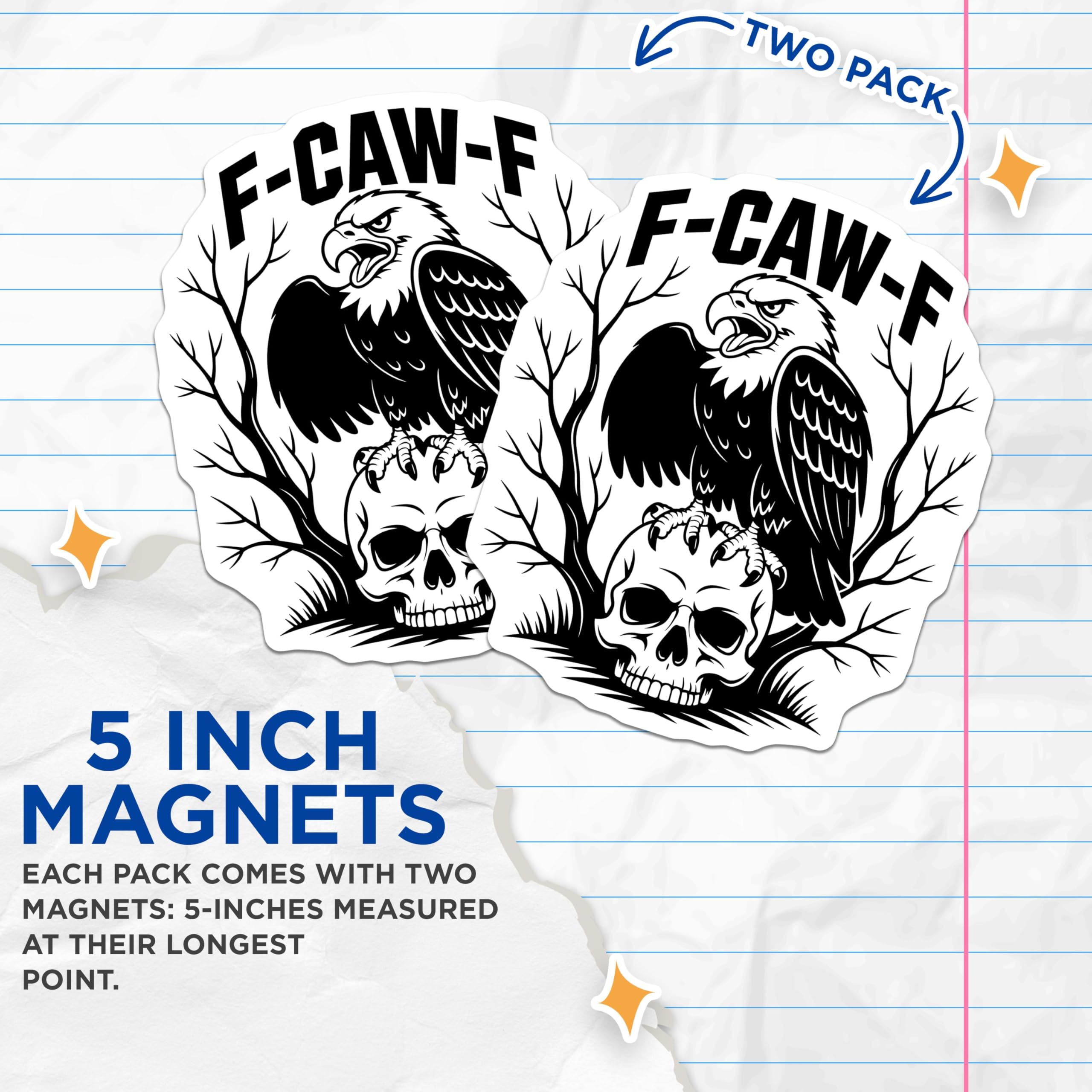 (2 Pack) Eagle and Skull Magnets - F-CAW-F - Gothic Refrigerator Magnets - 5" On Longest Side - Premium Magnet - for Cars, Refrigerators, Toolboxes, Lockers - Made in USA - MAG15863
