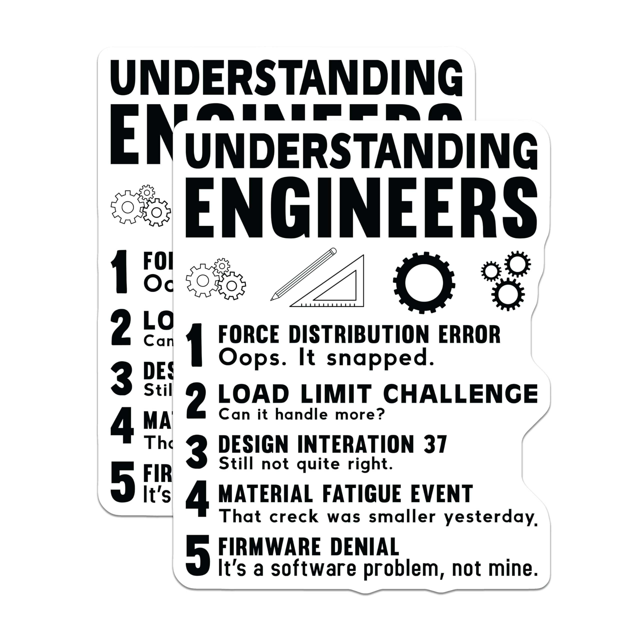 (2 Pack) Understanding Engineers Magnets - Funny Engineering Humor - Mechanical Design Software Problem Solver STEM Decor - 5 Inches On Longest Side - Thick Durable Magnet - Made in USA - MAG20236