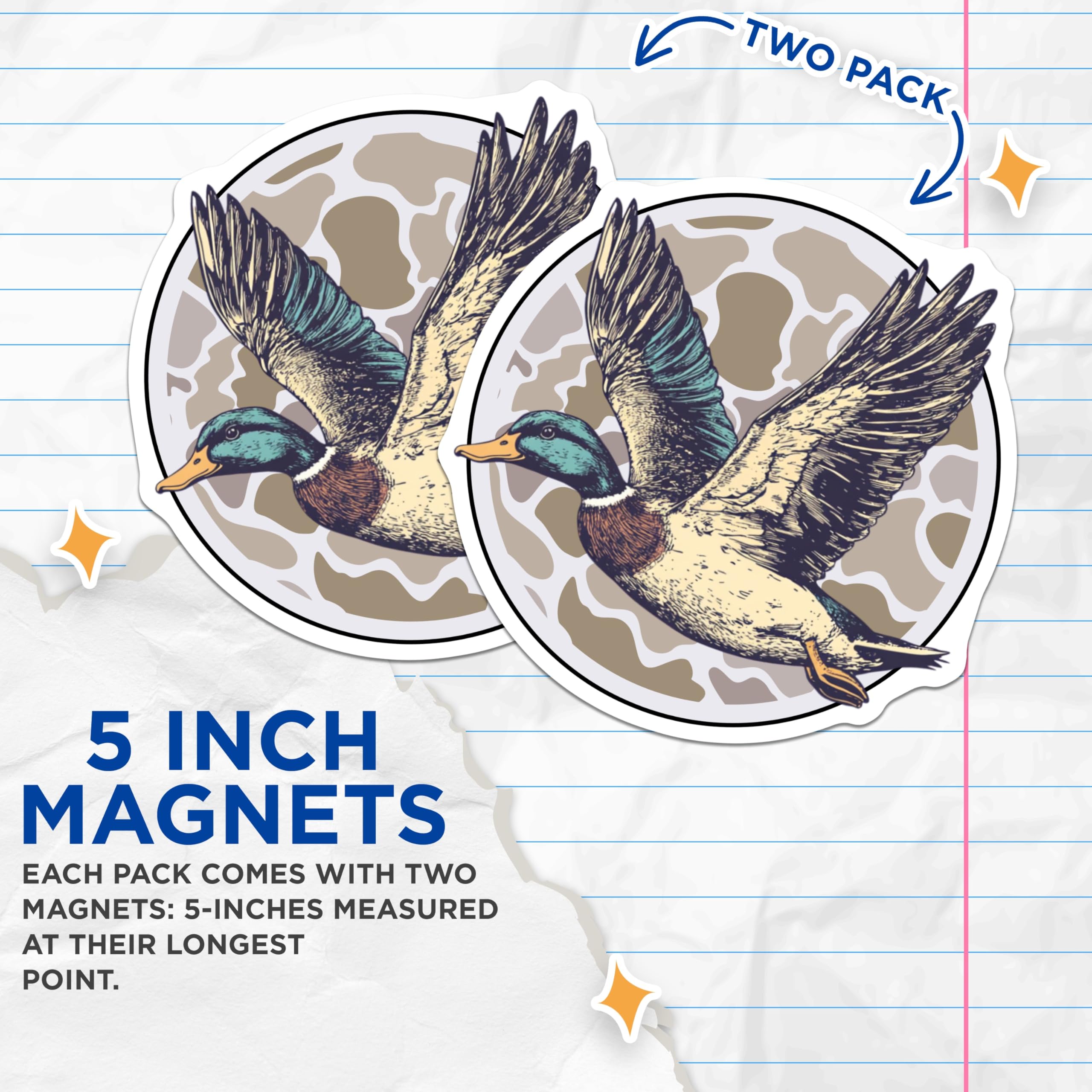 (2 Pack) Mallard Duck Magnets - Flying Wildlife Bird Art - Waterfowl Decor Hunting Enthusiast - 5 Inches On Longest Side - Thick Durable Magnet - Made in USA - MAG20695