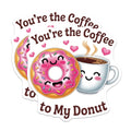 (2 Pack) Coffee Donut Magnets - Cute Couple Decor - Love Pun Refrigerator Magnet - Valentine's Day - 5 Inches On Longest Side - Thick Durable Magnet - Made in USA - MAG38393