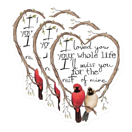(3 Pack) Cardinal Bird Decals - Memorial Quote - Loss Remembrance Decals - 3 Inches On Longest Side - Easy Peel & Apply - Made in USA - 3MCS7660