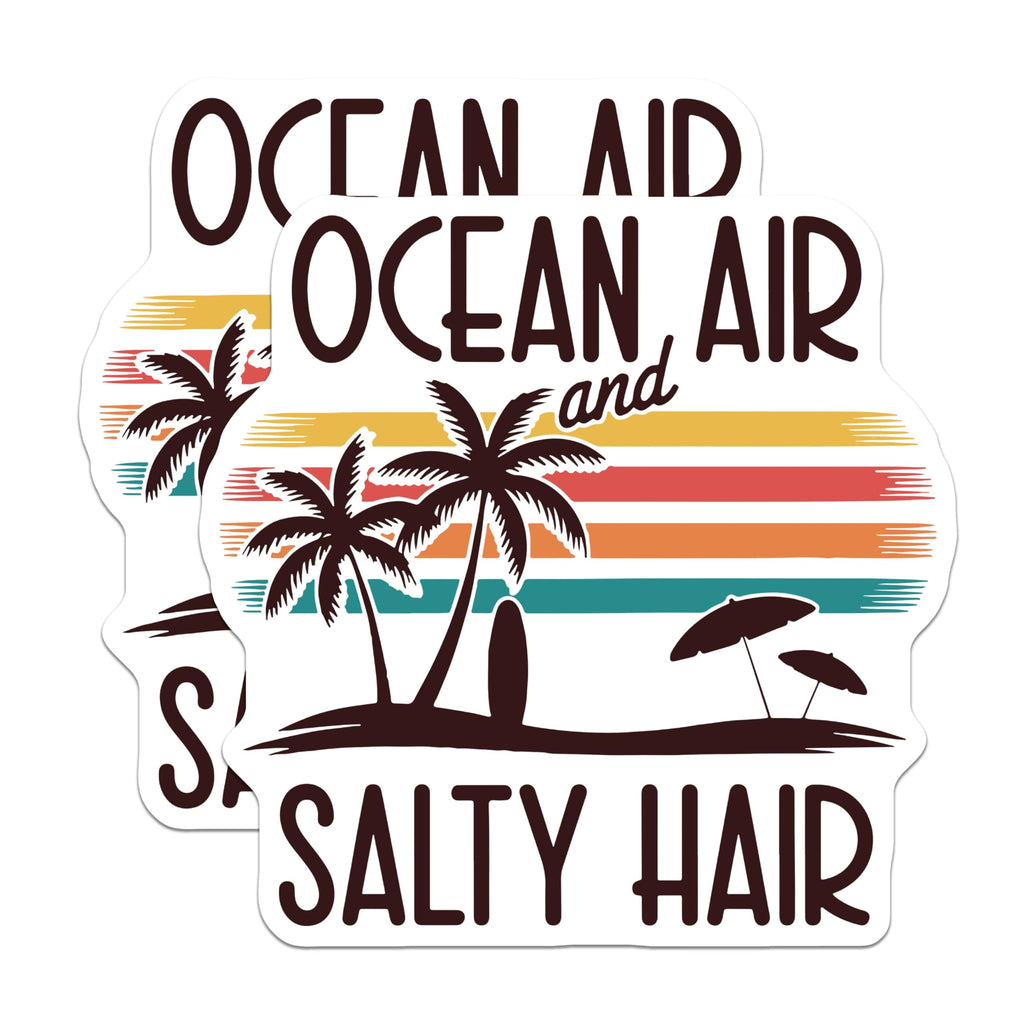 (2 Pack) Beach Vibes Magnets - Ocean Air Salty Hair - Summer Refrigerator Magnets - 5" On Longest Side - Premium Magnet - for Cars, Refrigerators, Toolboxes, Lockers - Made in USA - MAG16280