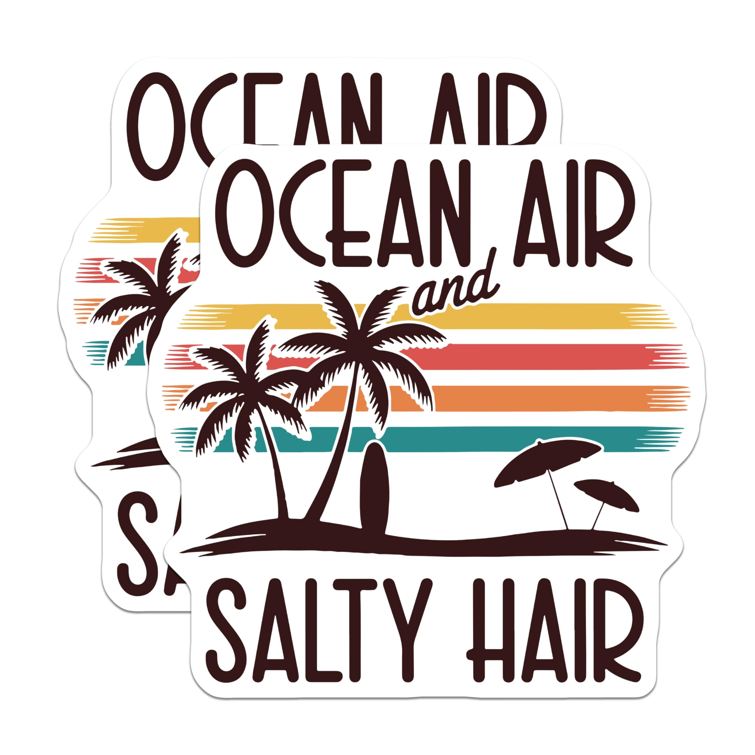 (2 Pack) Beach Vibes Magnets - Ocean Air Salty Hair - Summer Refrigerator Magnets - 5" On Longest Side - Premium Magnet - for Cars, Refrigerators, Toolboxes, Lockers - Made in USA - MAG16280
