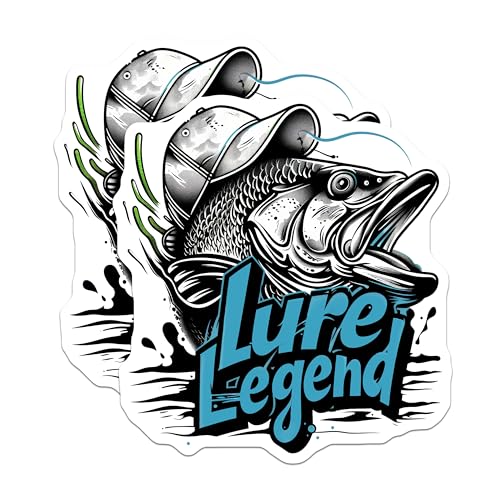 (2 Pack) Lure Legend Fishing Stickers - Fish Art Stickers - Outdoor Adventure Stickers - 5" On Longest Side - Sticks to Any Smooth Flat Surface - Made in USA - BMCS3526