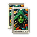 (2 Pack) The Green Witch Stickers - Fantasy Art - Celestial Aesthetic Witchcraft Mystical - 5" On Longest Side - Sticks to Smooth Flat Surfaces - Made in USA - BMCS5422