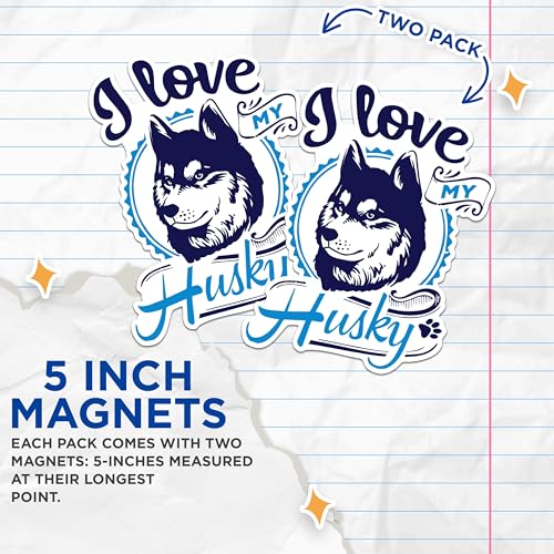 (2 Pack) I Love My Husky Magnets - Husky Dog Themed Magnets - Dog Lovers Refrigerator Magnets- 5" On Longest Side - for Fridges, Toolboxes, Cars - Made in USA - MAG2971