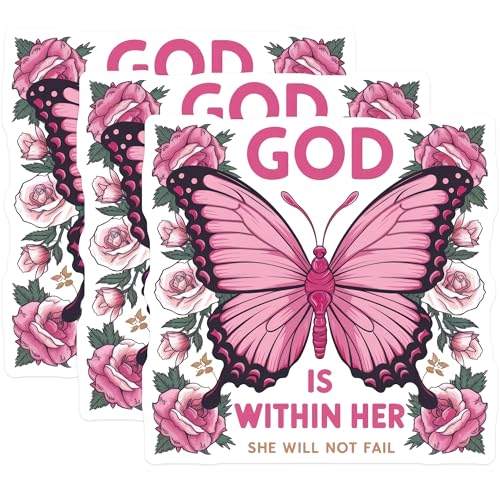 (3 Pack) Butterfly God Decals - Floral Faith Sticker - Laptop Decor - 3 Inches On Longest Side - Easy Peel & Apply - Made in USA - 3MCS7578