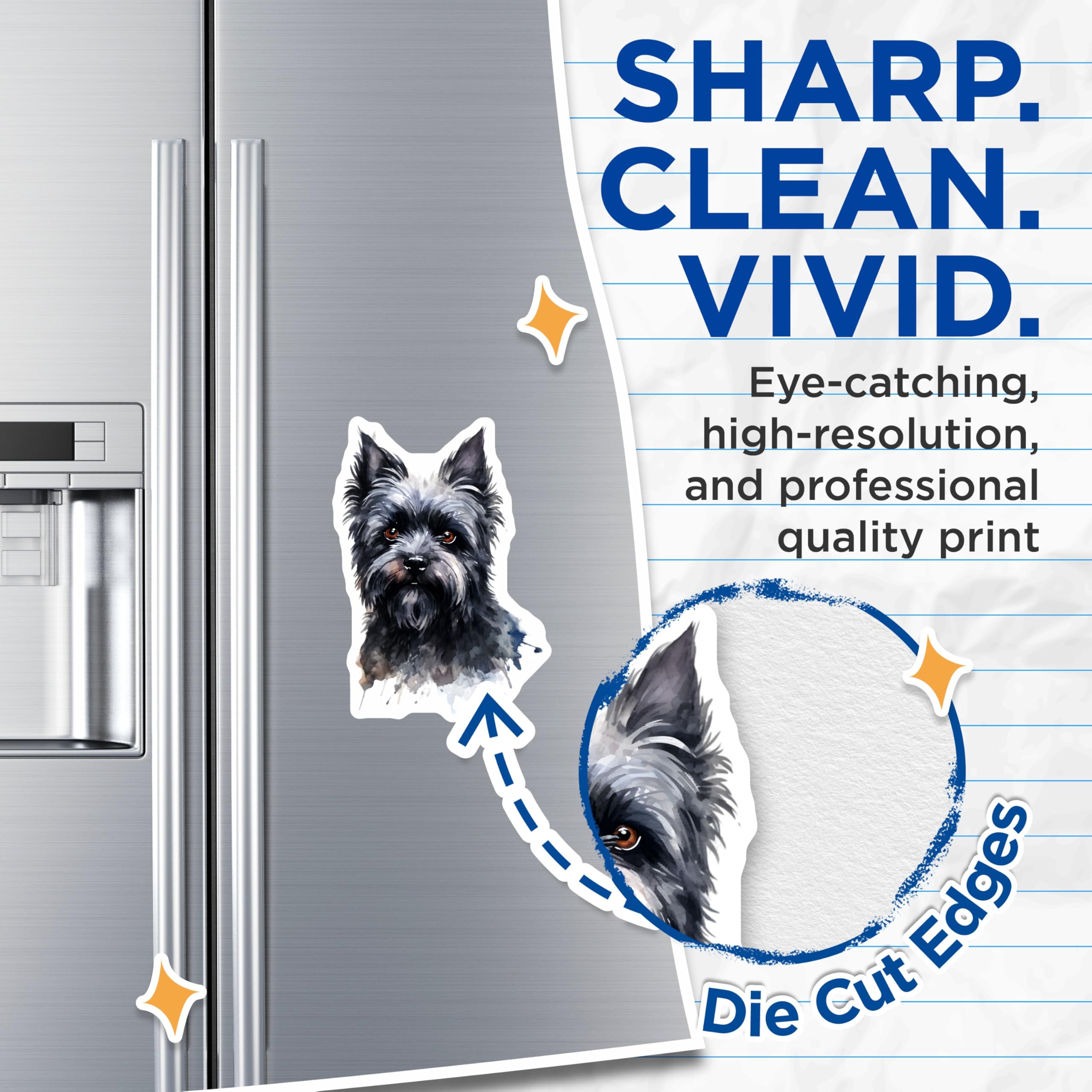 (2 Pack) Black Terrier Dog Magnets - Watercolor Pet Art - Dog Lover Fridge Decor - Canine Friend Home Accent - 5 Inches On Longest Side - Thick Durable Magnet - Made in USA - MAG29925