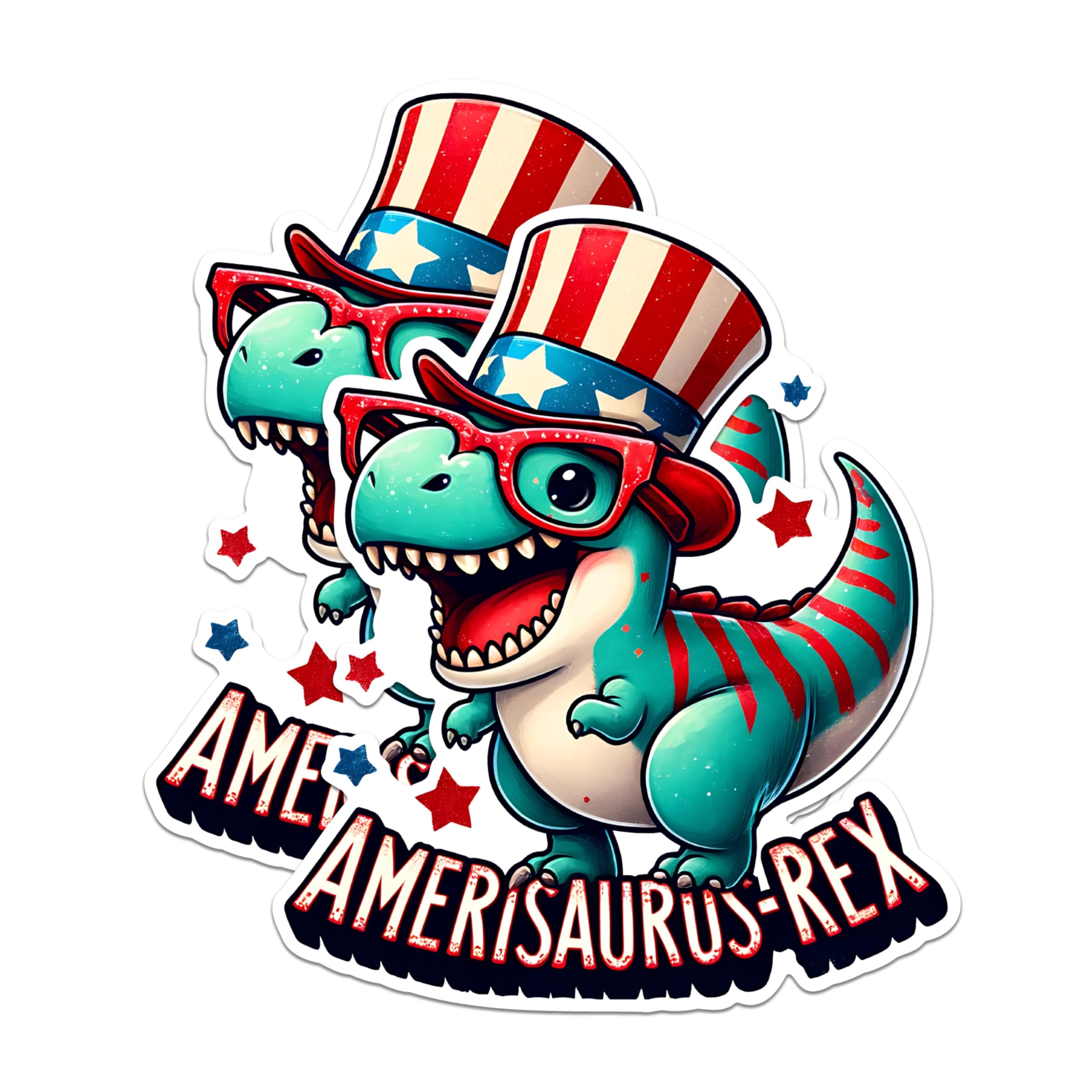 (2 Pack) Amerisaurus-Rex Magnets - Patriotic Dinosaur Magnets - Cute T-Rex Magnets - July 4th Decor Magnets- 5" On Longest Side - for Fridges, Toolboxes, Cars - Made in USA - MAG2719