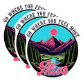 (3 Pack) Alive Decals - Mountain Decal - Nature Inspired Decals - 3 Inches On Longest Side - Easy Peel & Apply - Made in USA - 3MCS2044