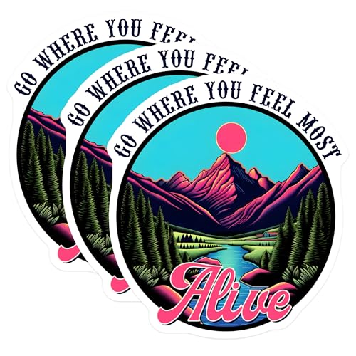 (3 Pack) Alive Decals - Mountain Decal - Nature Inspired Decals - 3 Inches On Longest Side - Easy Peel & Apply - Made in USA - 3MCS2044