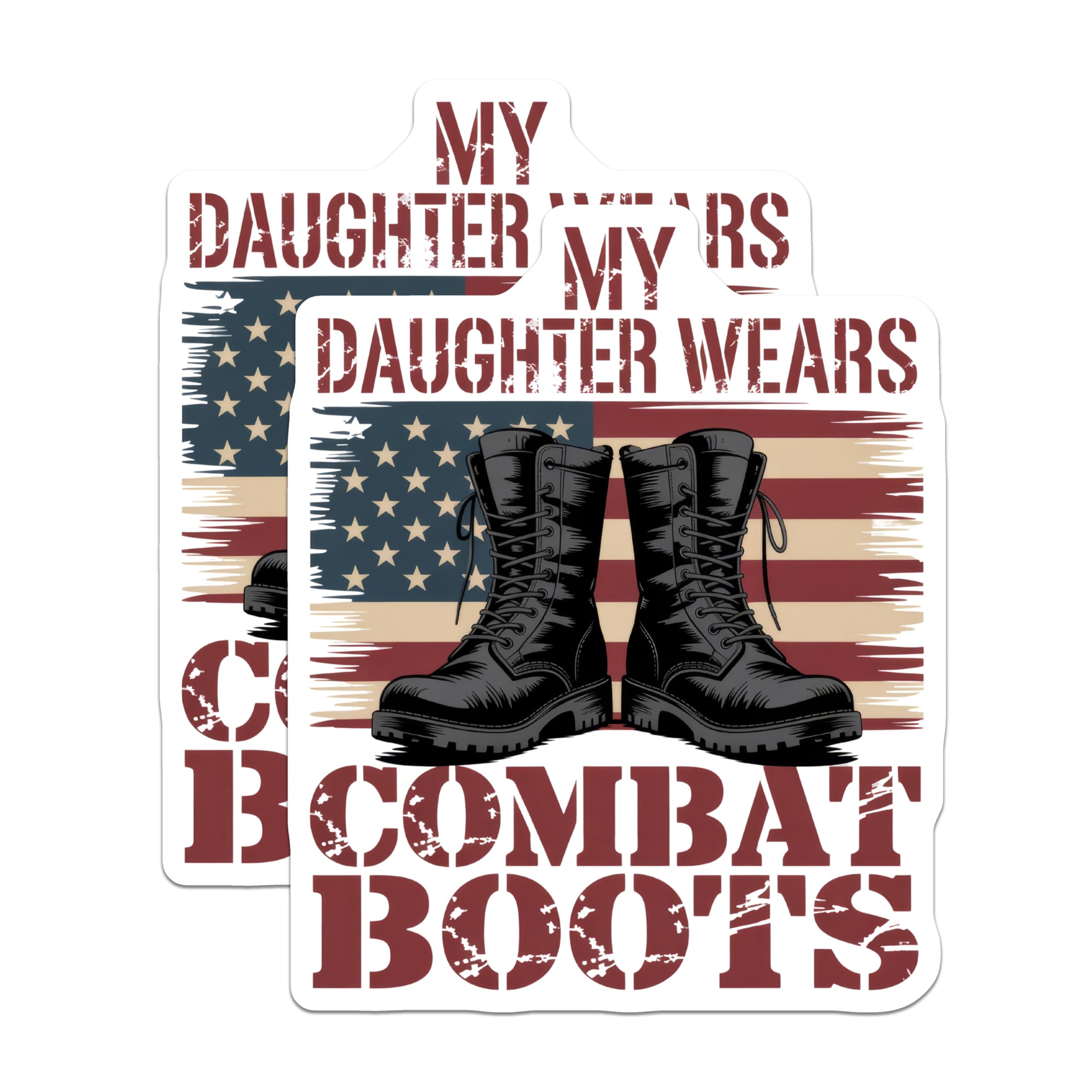 (2 Pack) Combat Boots Magnets - My Daughter Wears - Patriotic Military Mom Decor - 5" On Longest Side - Premium Magnet - for Cars, Refrigerators, Toolboxes, Lockers - Made in USA - MAG14139