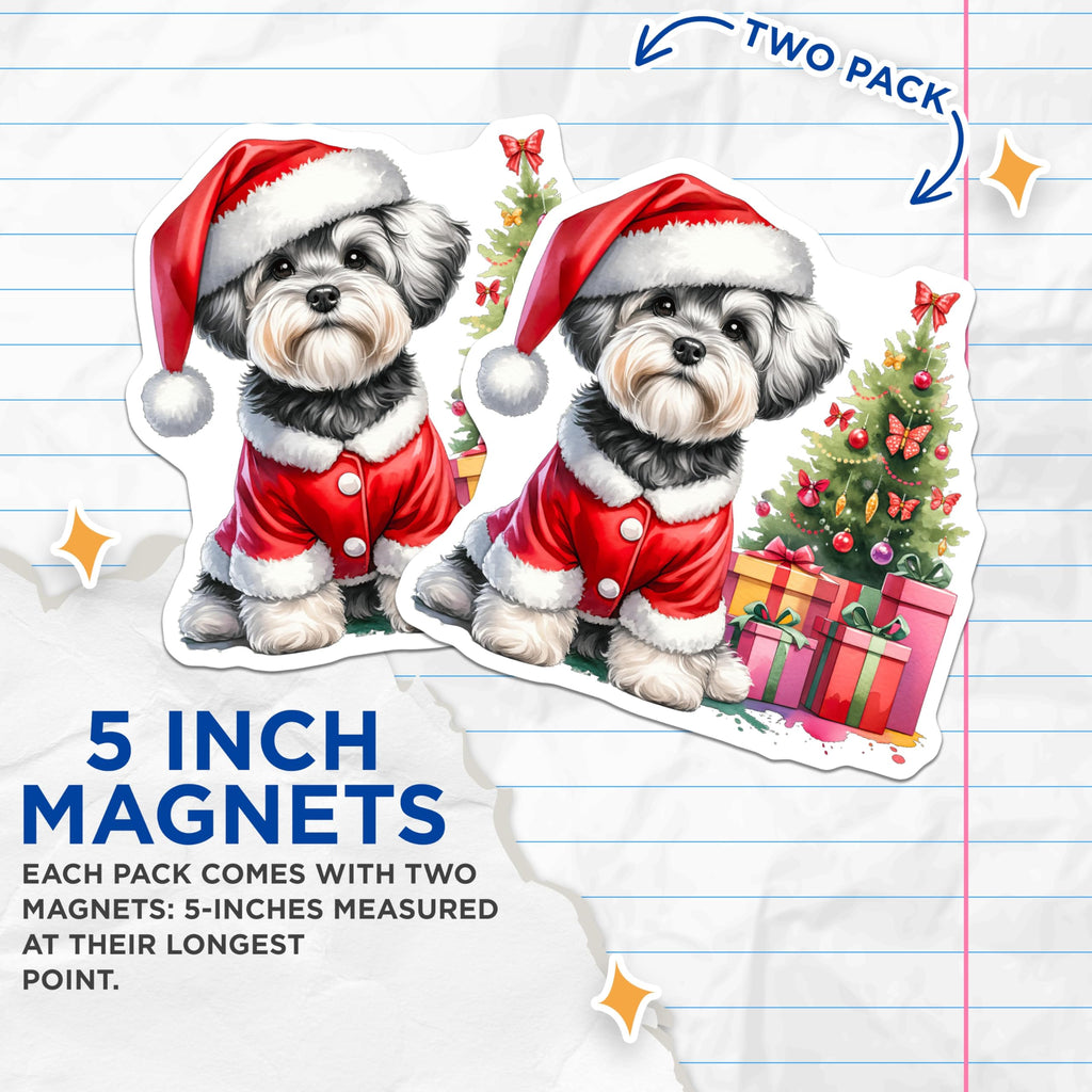 (2 Pack) Santa Shih Tzu Dog Magnets - Christmas Pet Decor - Holiday Fridge Decoration for Pet Lovers - 5 Inches On Longest Side - Thick Durable Magnet - Made in USA - MAG29067