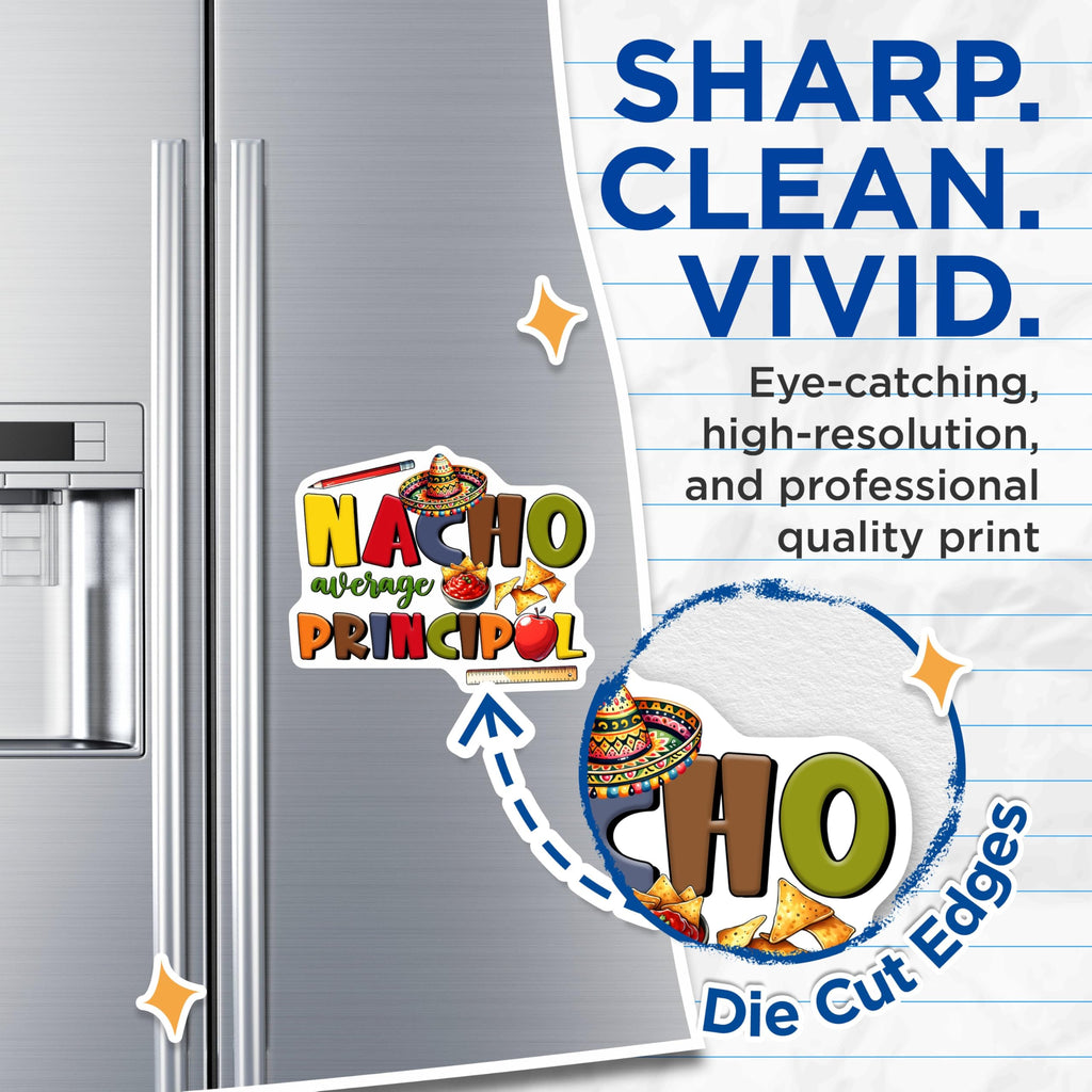 (2 Pack) Nacho Average Principal Magnets - Funny Teacher Appreciation - School Decor - Principal Office Accessory - 5" On Longest Side - for Cars, Fridges, Toolboxes - Made in USA - MAG8216