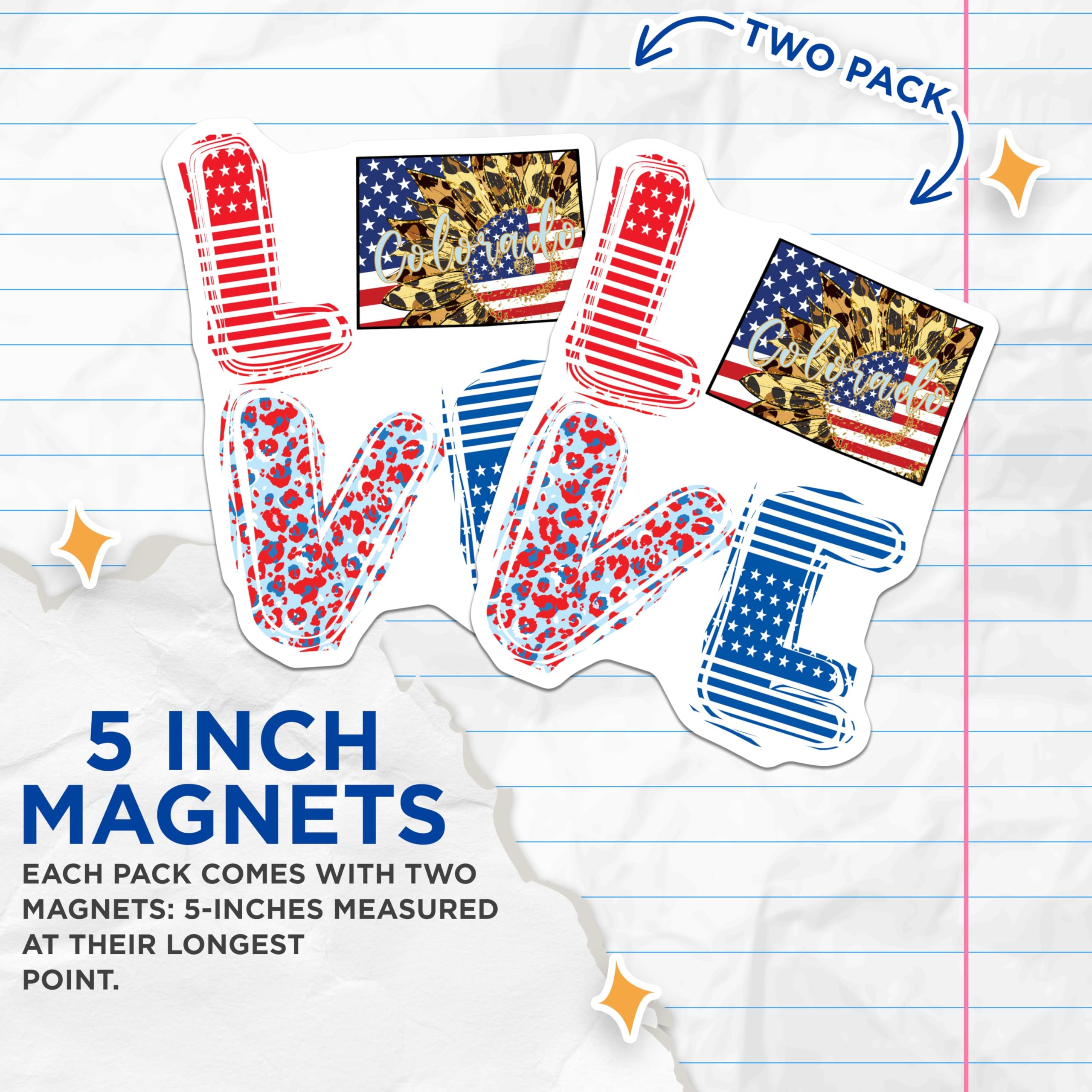 (2 Pack) Colorado Flag Magnets - American Sunflower - Patriotic Fridge Magnets - 5" On Longest Side - Premium Magnet - for Cars, Refrigerators, Toolboxes, Lockers - Made in USA - MAG18030
